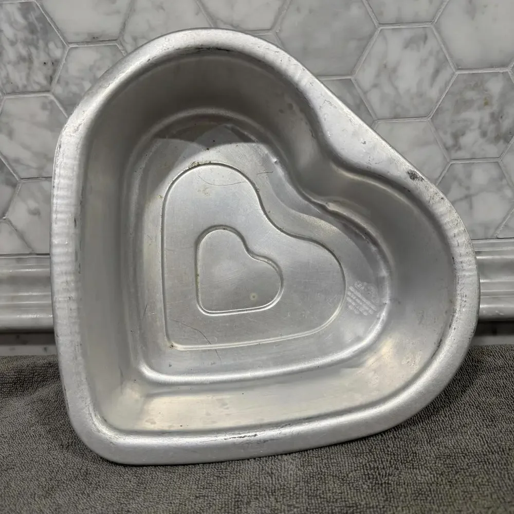 Odisea Aluminum Tarta Large Heart Cake Pan Silver‎ Jello Gelatin Mold 20 cm 8 in
